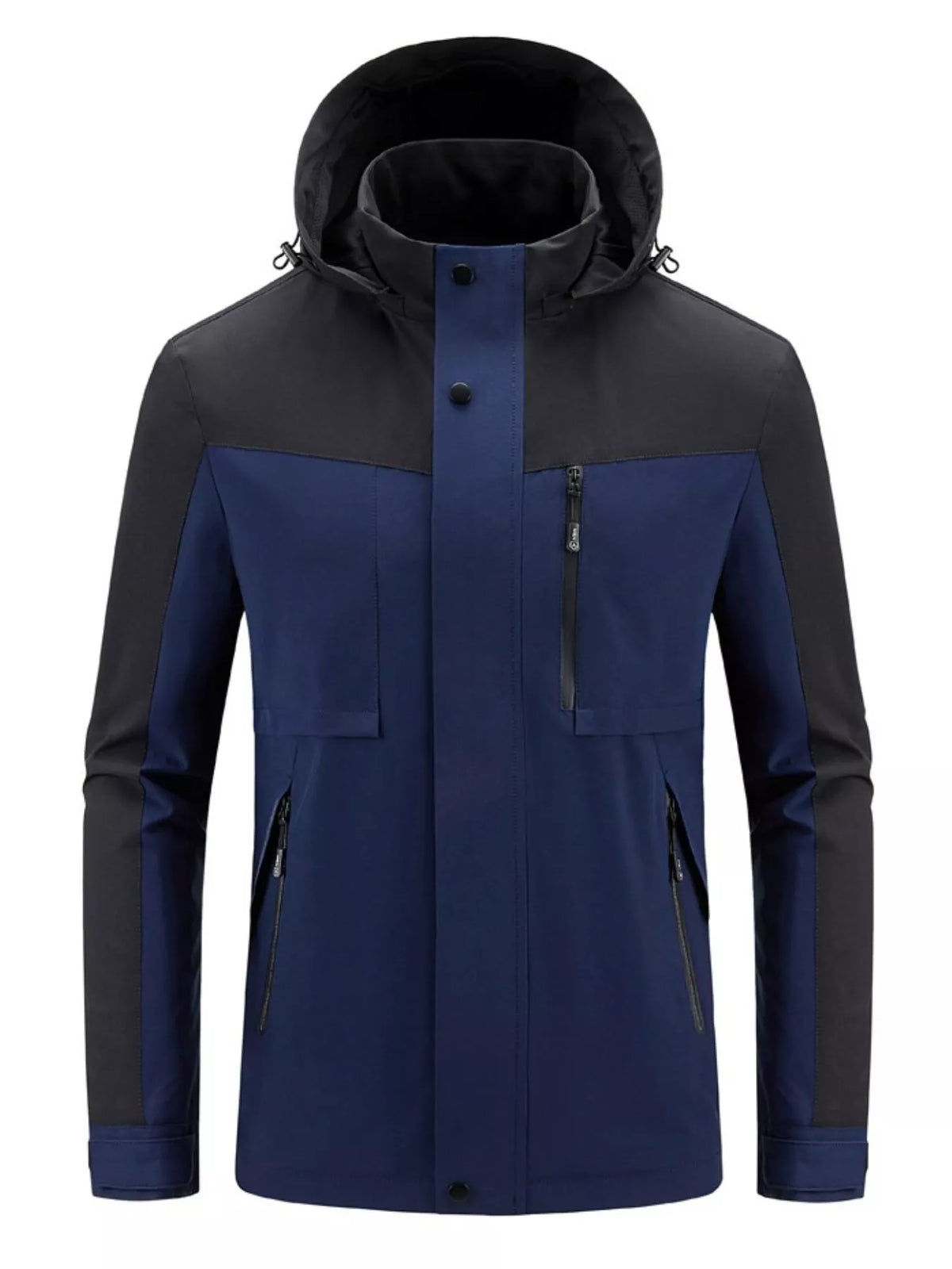 Men's Plus Size Two-Tone Hooded Outdoor Jacket