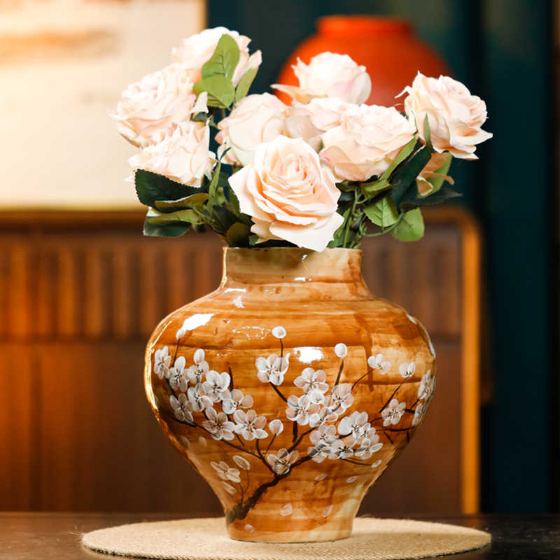 Hydroponic Decorative Ceramic Flower Vase – Brown Cloud Vortex