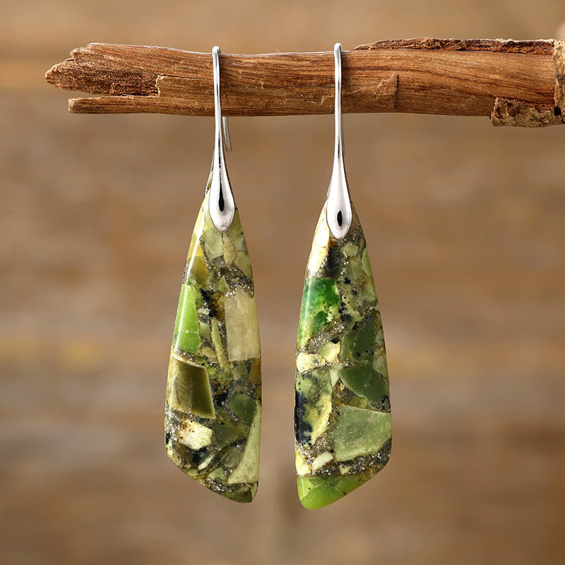 Bohemian Emperor Stone Geometric Pendant Earrings