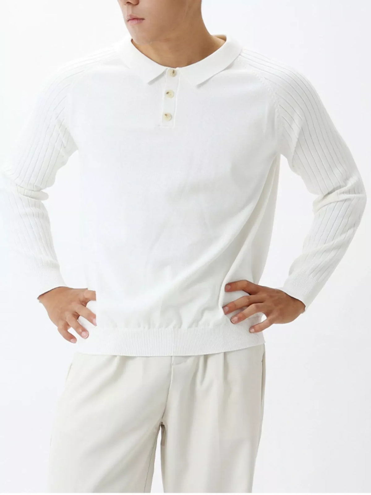Men's Plus Size Classic Fit Ribbed Sleeve Knit Top