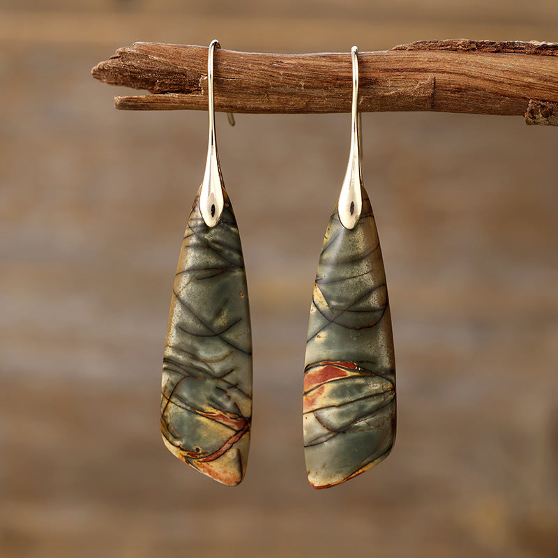 Bohemian Emperor Stone Geometric Pendant Earrings