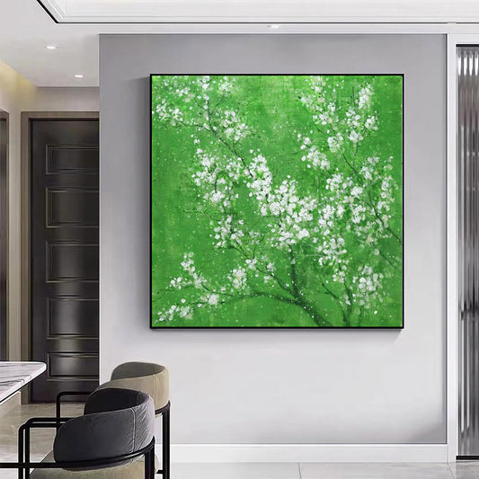 Handmade Oil Painting on Canvas – Gentle Peach Blossoms (Frameless, Unstretched)