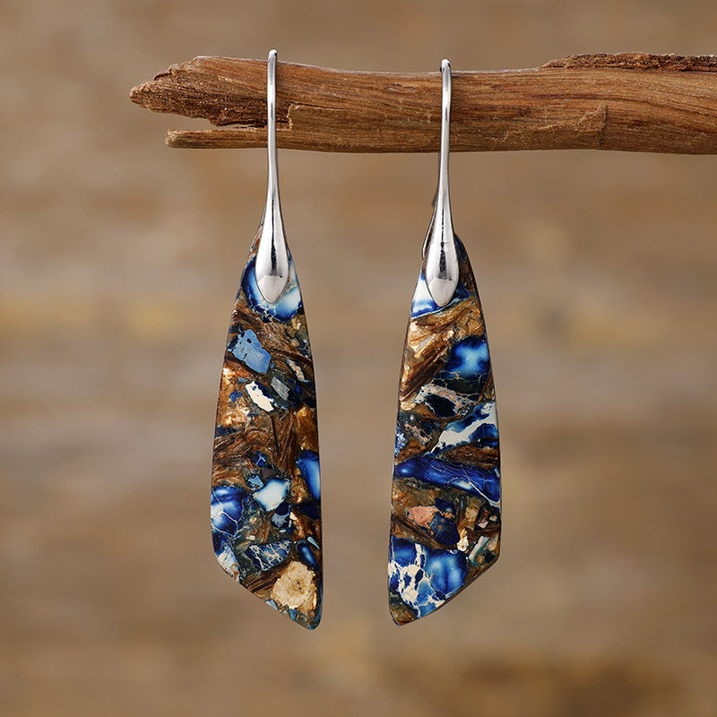 Bohemian Emperor Stone Geometric Pendant Earrings
