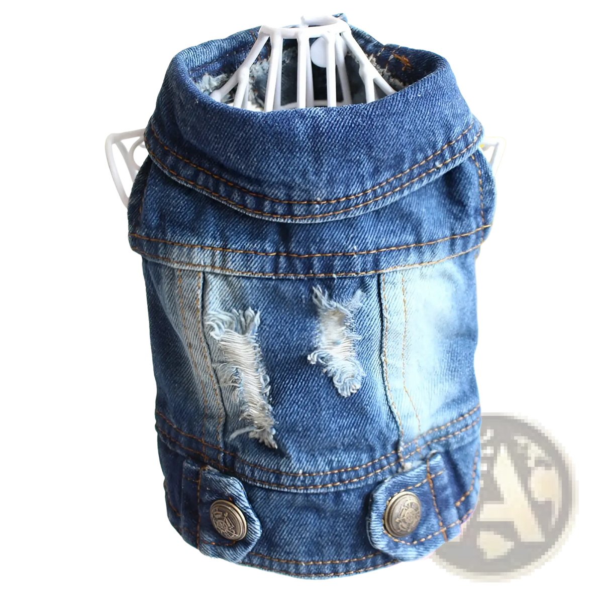 Denim Dog Jacket Strawberry Embroidery Puppy Vest