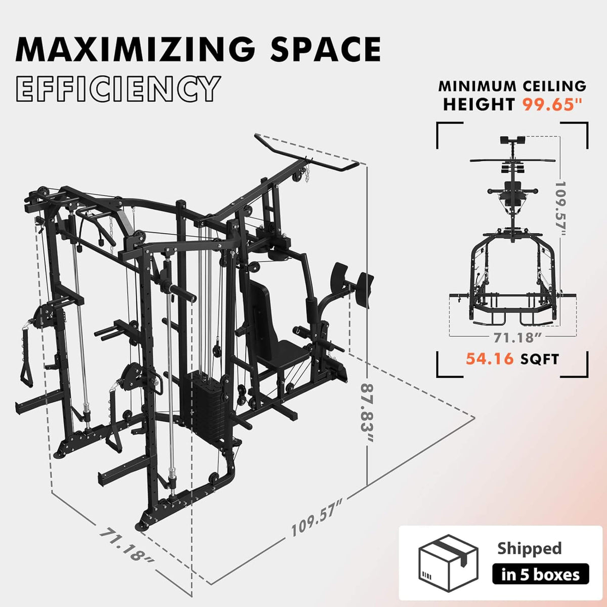 Dual Station Smith Machine With Cable Crossover Home Gym (SAK24079)