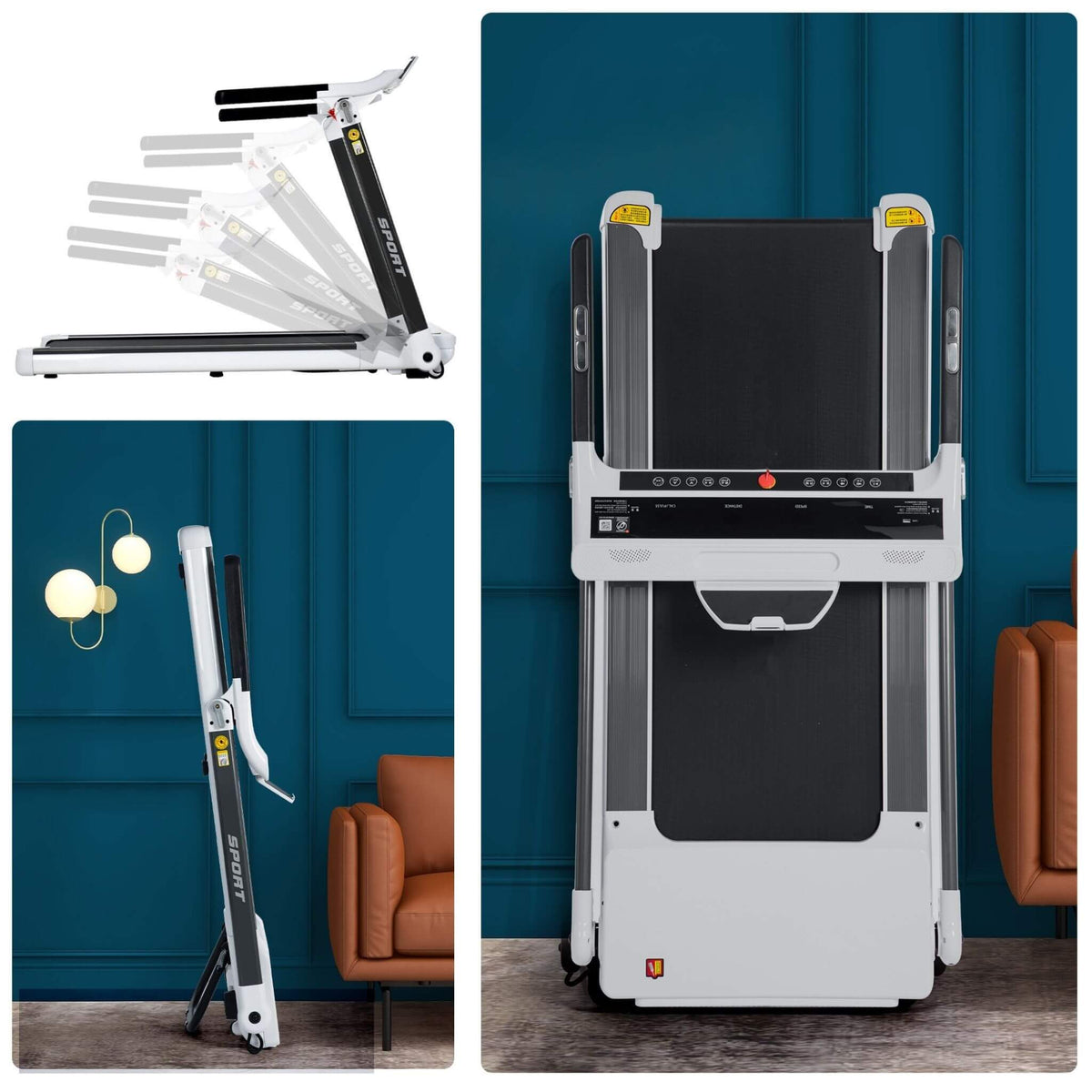 Portable Compact Home Cardio Fitness Treadmill With 3.5HP Electric Motor & Bluetooth Speakers (SAK32416)