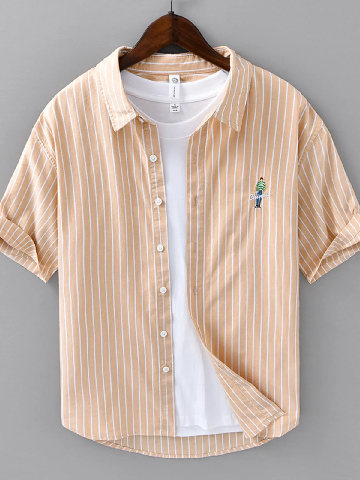 Men's Plus Size Striped Button Up Long Sleeve Shirt