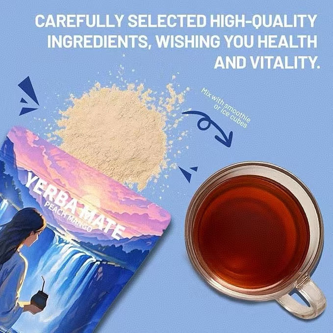 Yerba Mate Peach Mango Tea - Super Calm Yerba Mate - Low Sugar Content, Clean Energy with No Crash - Stay Refreshed and Focused Throughout the Day - Ideal for Health Enthusiasts - 30 Servings
