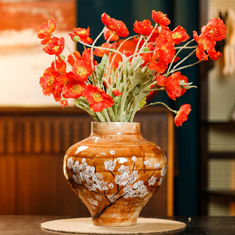 Hydroponic Decorative Ceramic Flower Vase – Brown Cloud Vortex