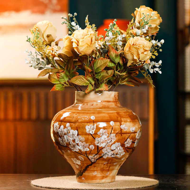 Hydroponic Decorative Ceramic Flower Vase – Brown Cloud Vortex