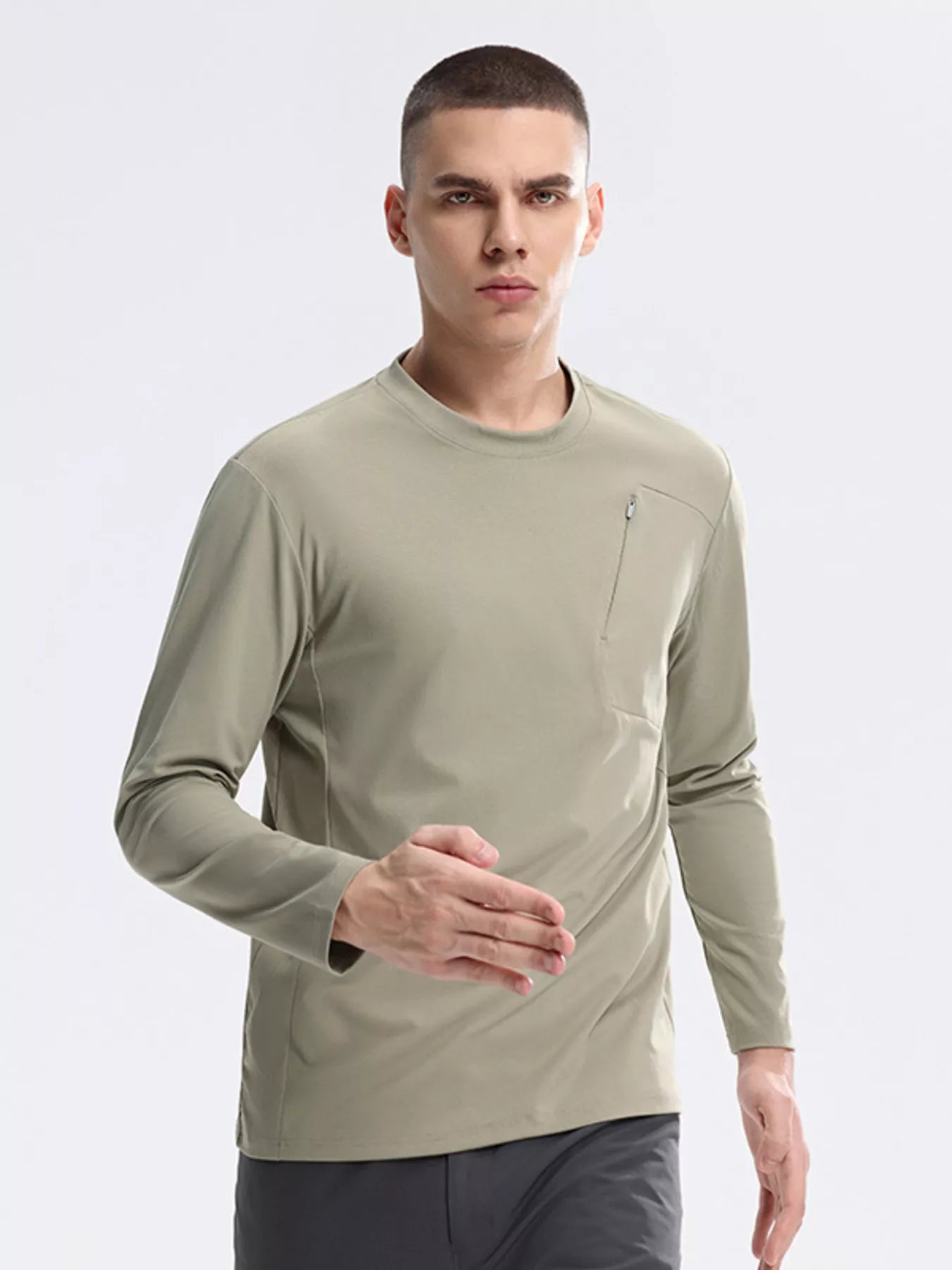 Men's Plus Size Casual Long Sleeve Active Sweatshirt with Zipper Pocket