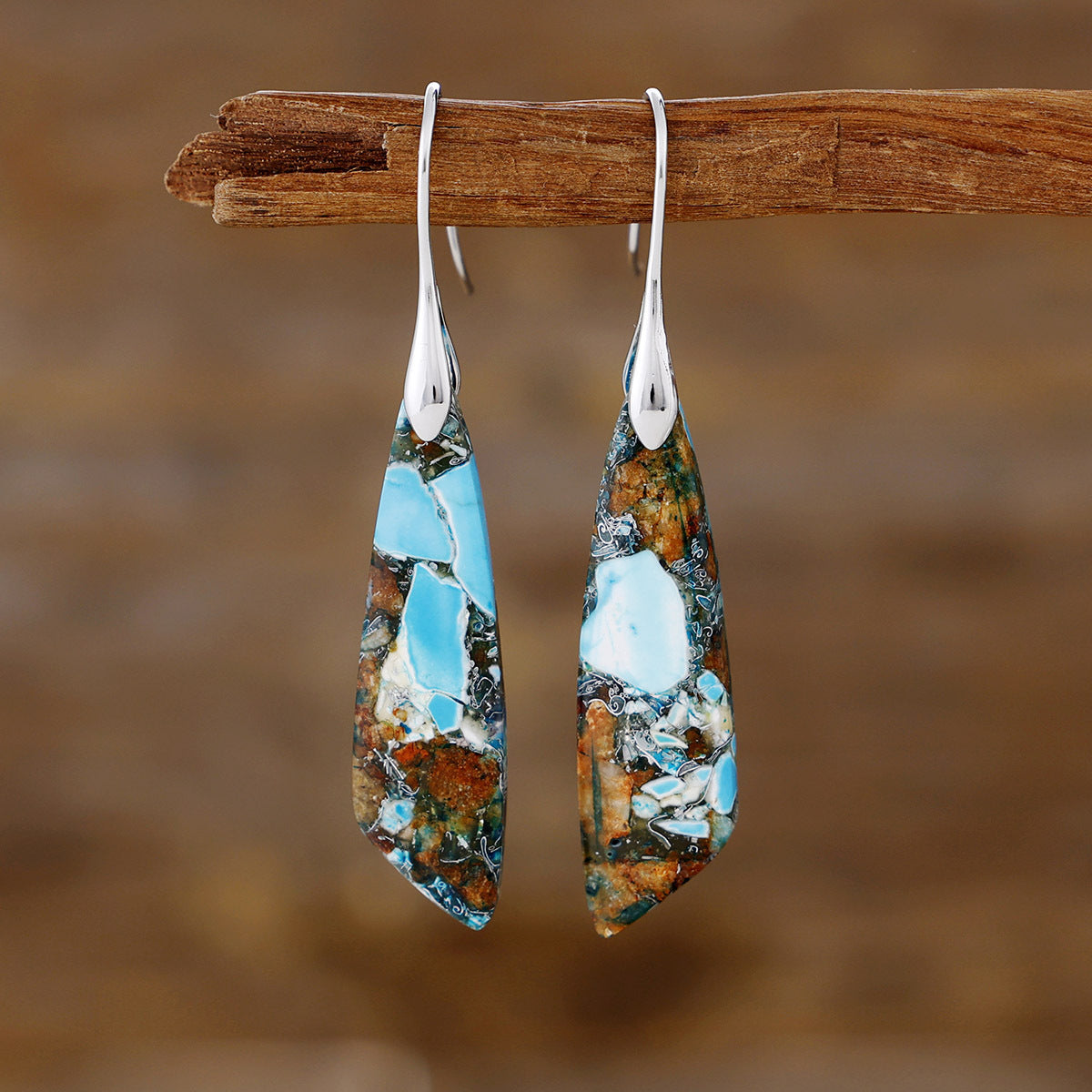 Bohemian Emperor Stone Geometric Pendant Earrings