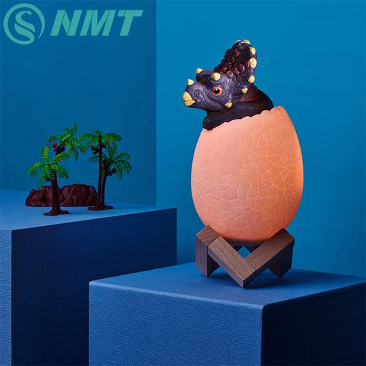 Dinosaur LED Night Light 16 Colors 3D Printed Touch Sensor Triceratops Egg Bedside Lamp Remote Control Toy Rechargeable Light