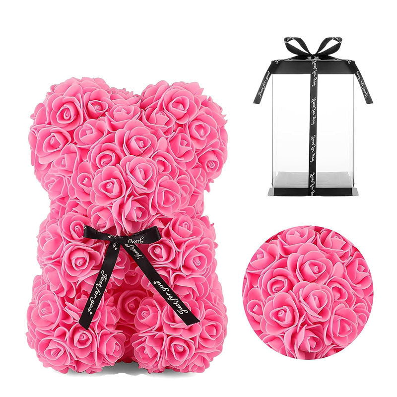 Mother's Day Gift 25cm Foam Flower Bear PE Rose Flower Bear PVC Gift Box Valentine's Day Cross-border Bestseller