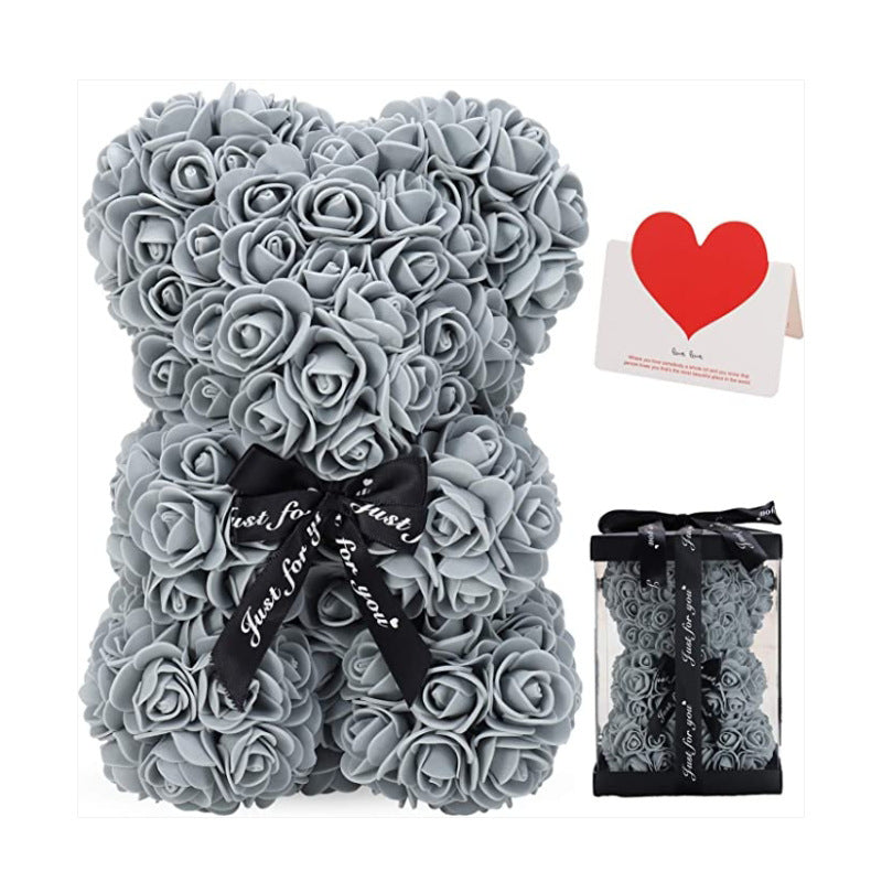 Mother's Day Gift 25cm Foam Flower Bear PE Rose Flower Bear PVC Gift Box Valentine's Day Cross-border Bestseller
