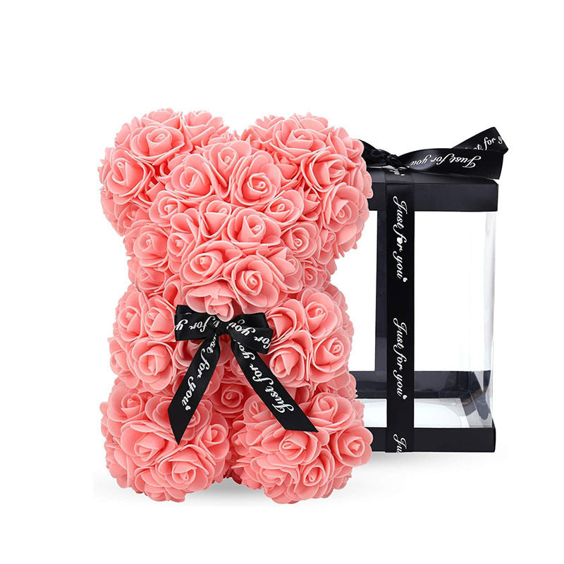 Mother's Day Gift 25cm Foam Flower Bear PE Rose Flower Bear PVC Gift Box Valentine's Day Cross-border Bestseller