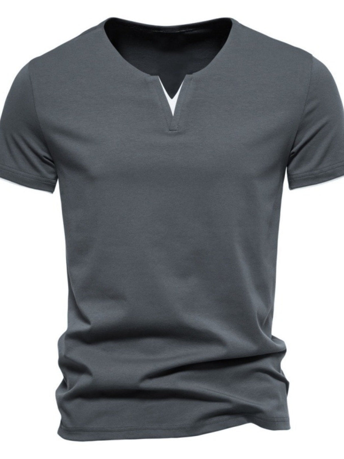 Men's Plus Size Slim Fit Notched Casual T-Shirt