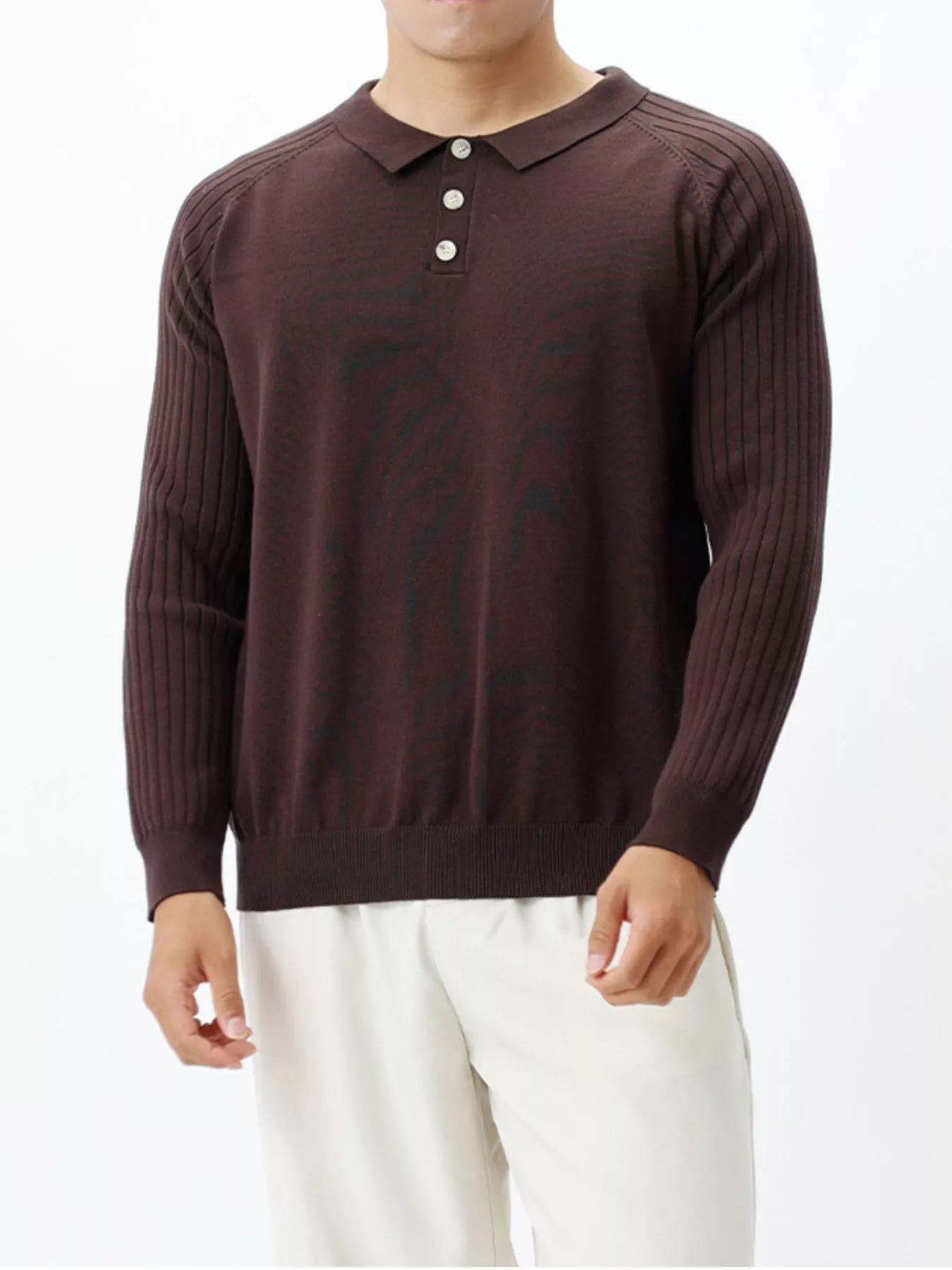 Men's Plus Size Classic Fit Ribbed Sleeve Knit Top