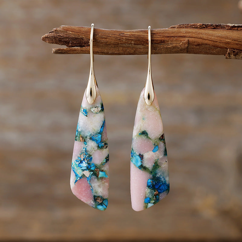 Bohemian Emperor Stone Geometric Pendant Earrings