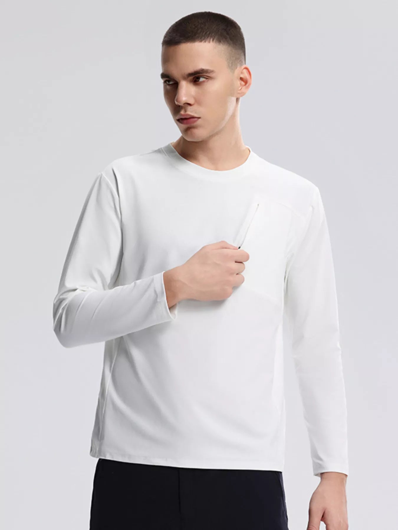Men's Plus Size Casual Long Sleeve Active Sweatshirt with Zipper Pocket