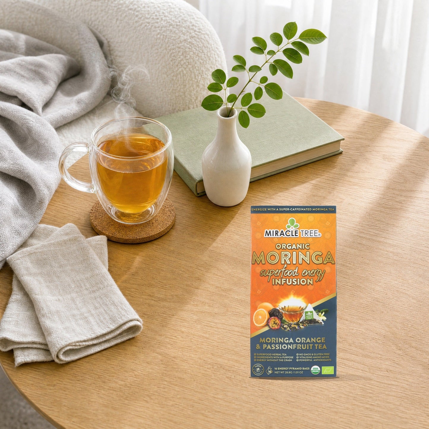 Organic Moringa Energy Tea - Orange Passionfruit - Natural Coffee Alternative