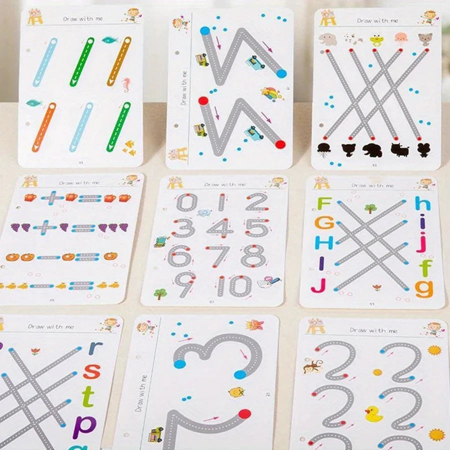 Toddler Pen Control Tracing Workbook Reusable Writing & Drawing Practice Book for Kids Ages 3-14+