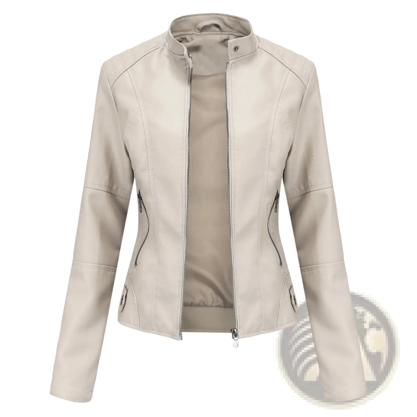 Faux Leather Moto Jacket Slim Fit Stand Collar Coat