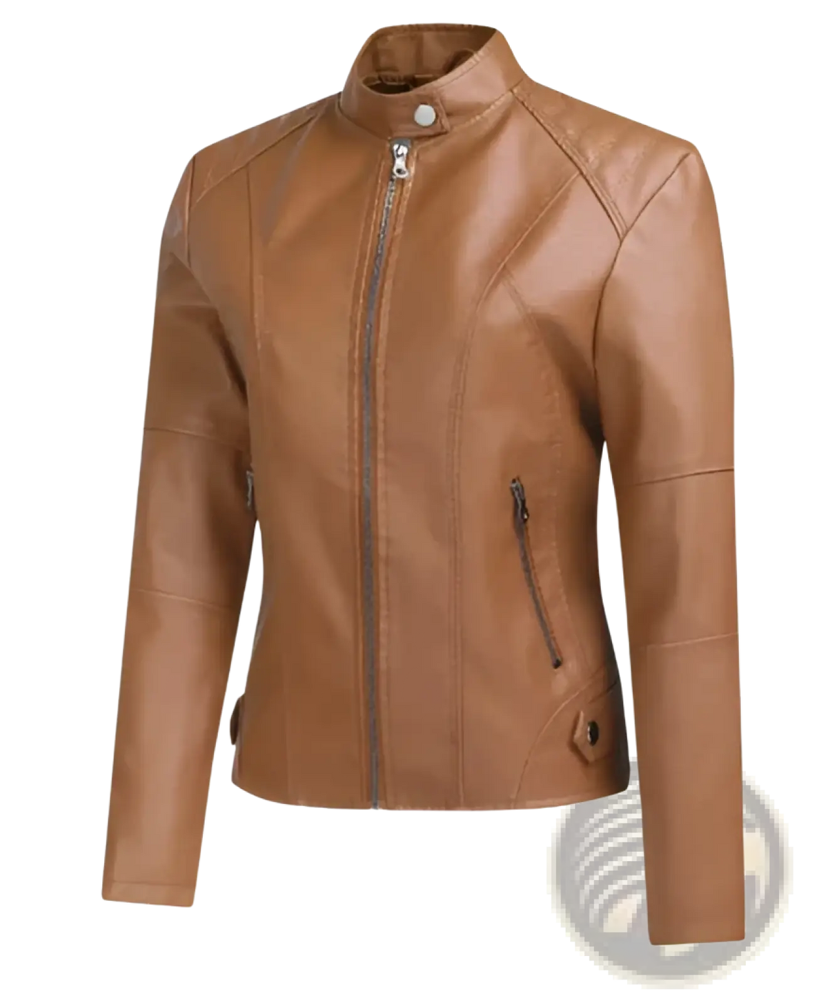 Faux Leather Moto Jacket Slim Fit Stand Collar Coat