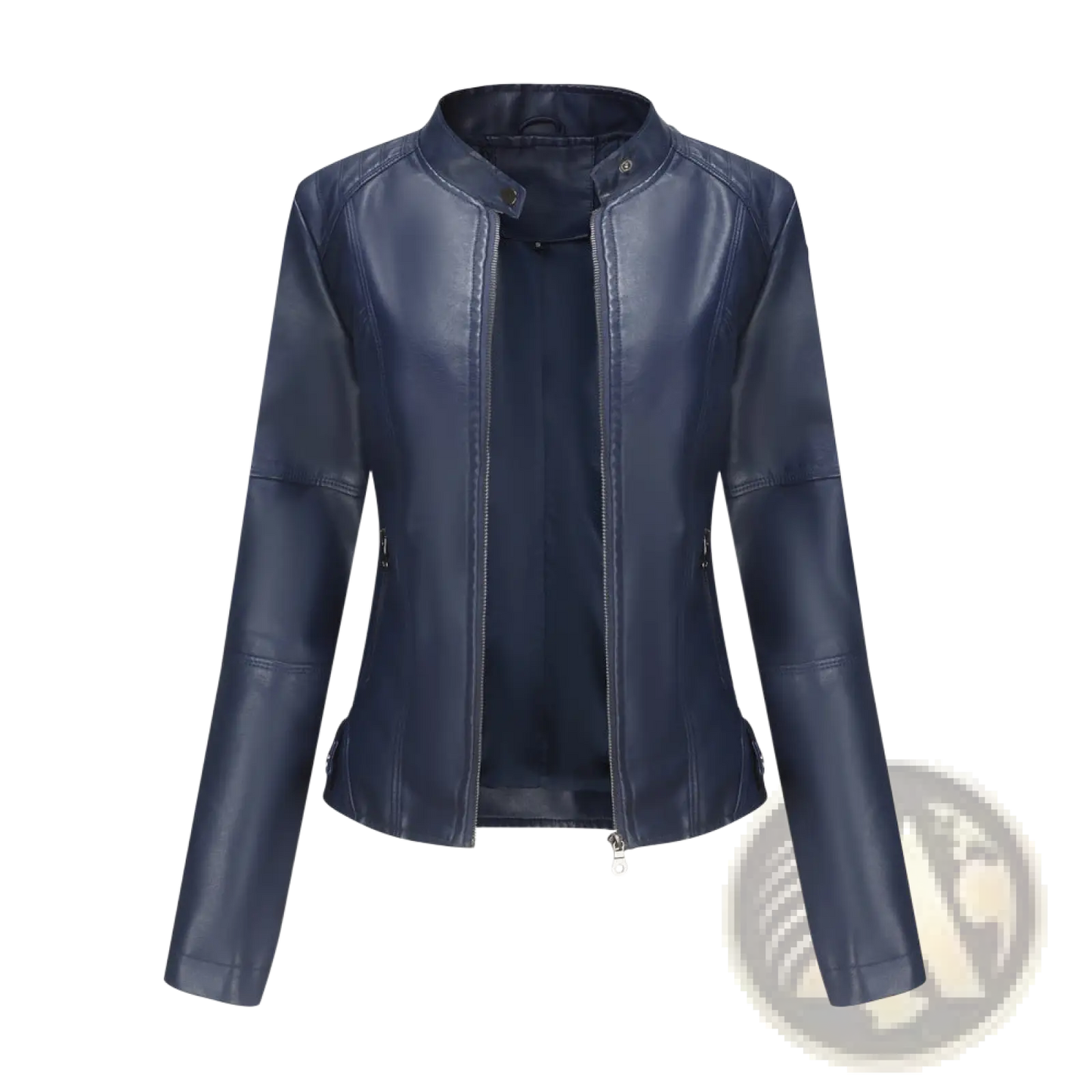 Faux Leather Moto Jacket Slim Fit Stand Collar Coat