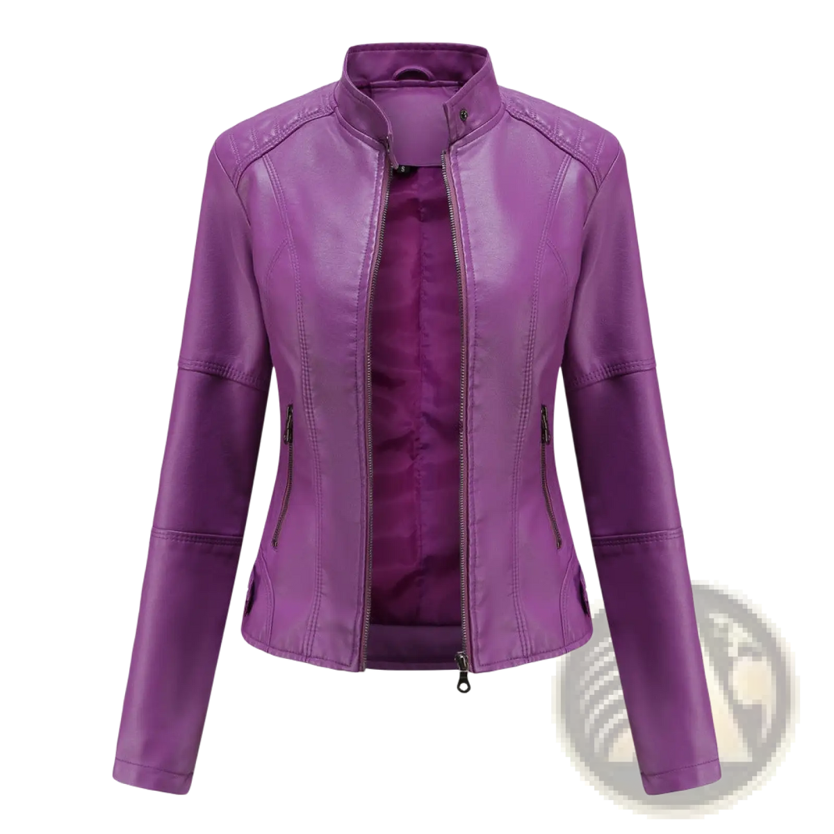 Faux Leather Moto Jacket Slim Fit Stand Collar Coat