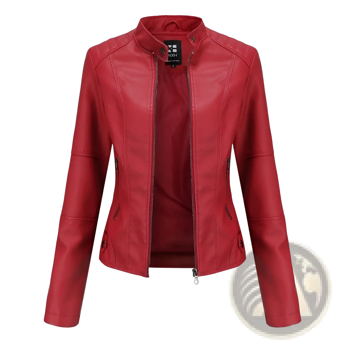 Faux Leather Moto Jacket Slim Fit Stand Collar Coat
