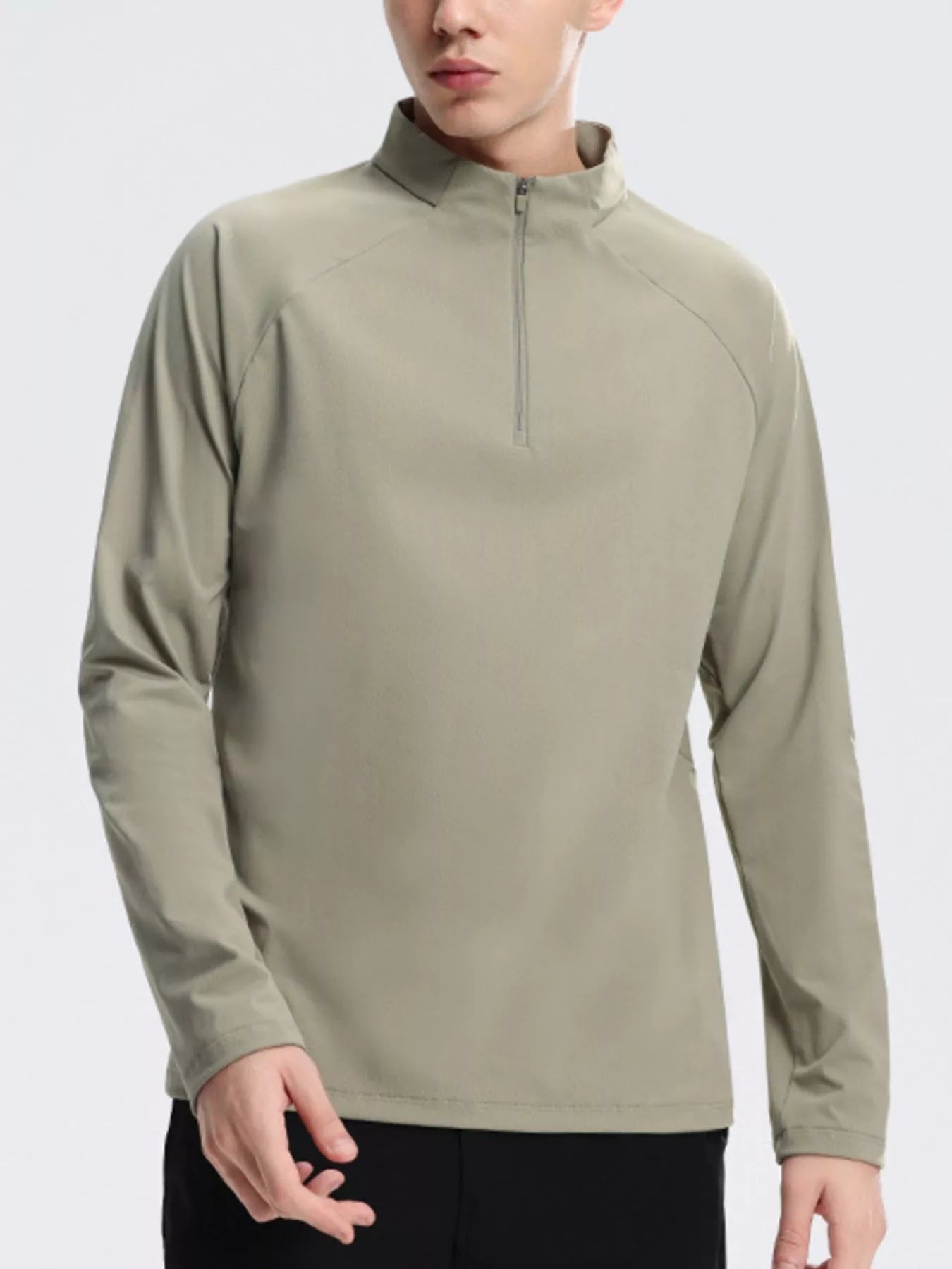Men's Plus Size Half-Zip Long Sleeve Sweatshirt