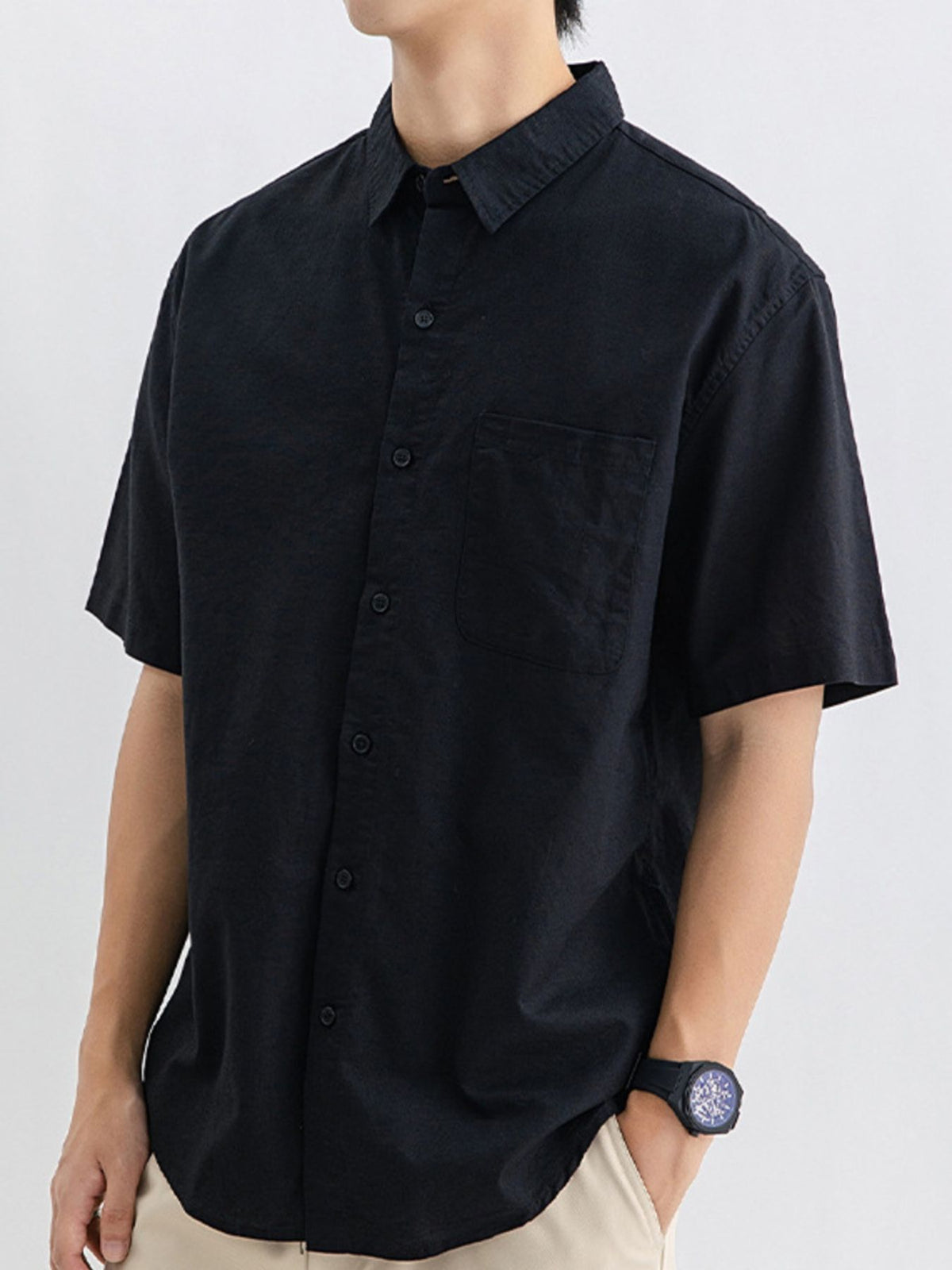 Men's Plus Size Button Up Short Sleeve Shirt
