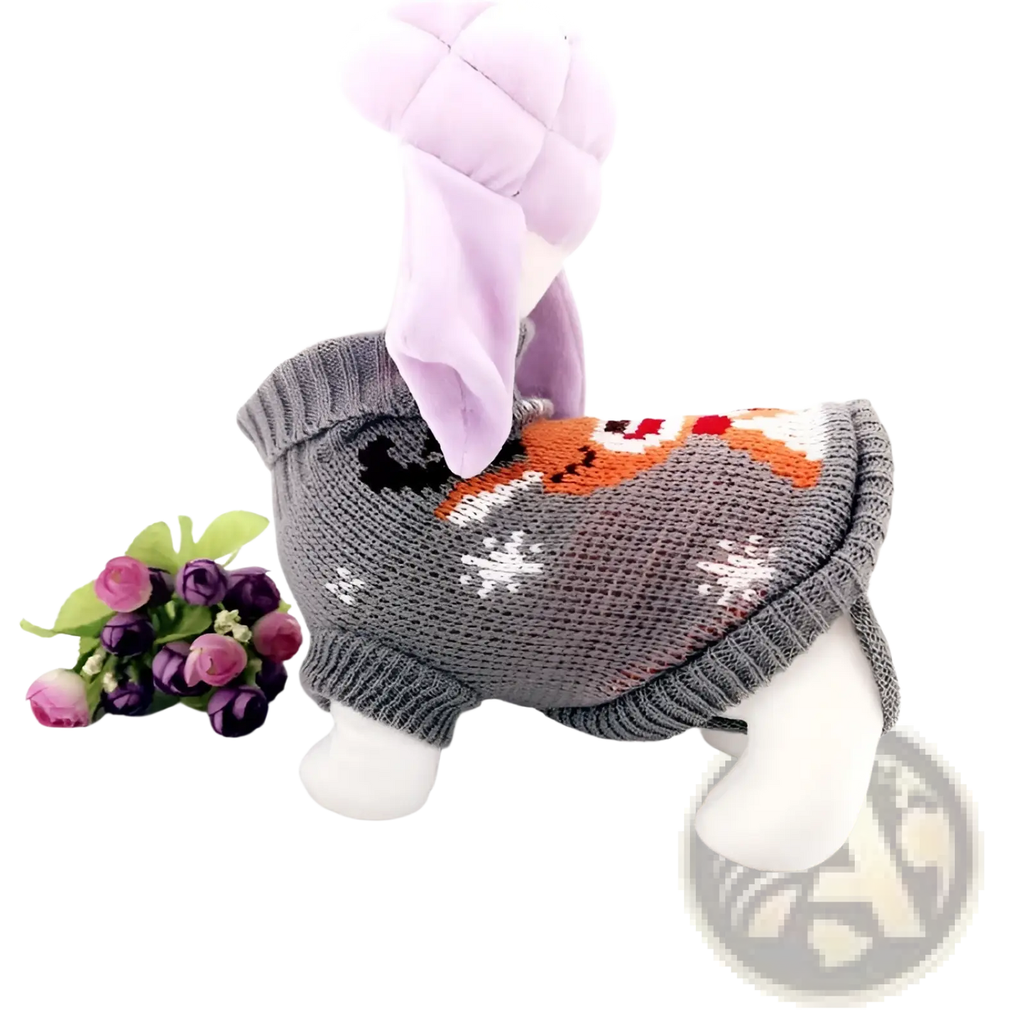 Festive Knit Pet Sweater Snowflake Winter Dog Apparel