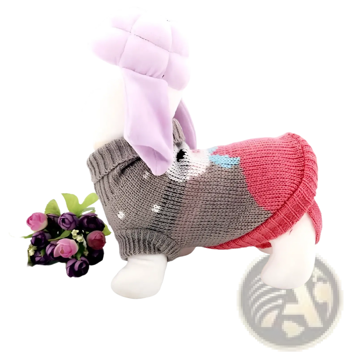 Festive Knit Pet Sweater Snowflake Winter Dog Apparel