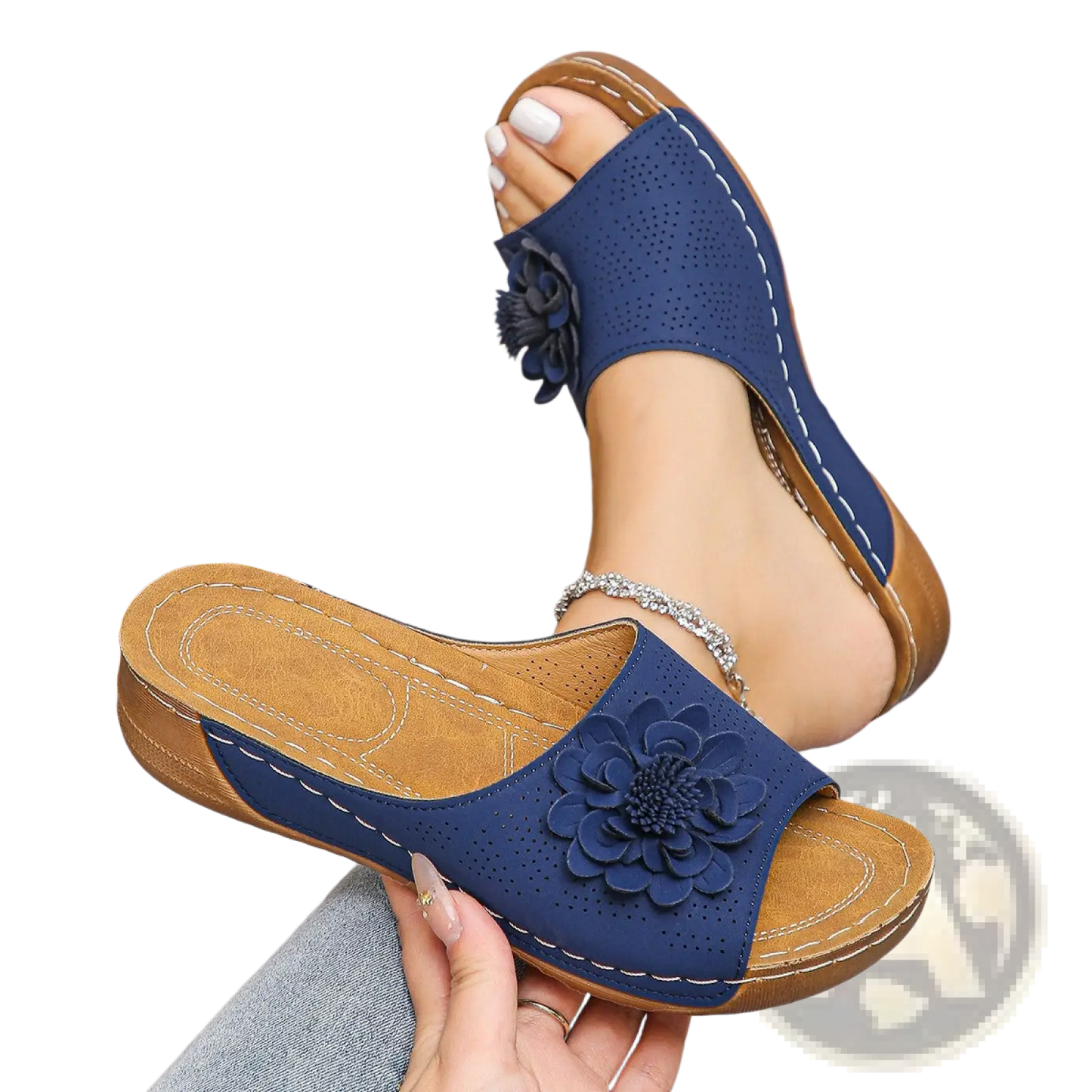 Flower Wedge Sandals Retro Hollow Leather Beach Shoes