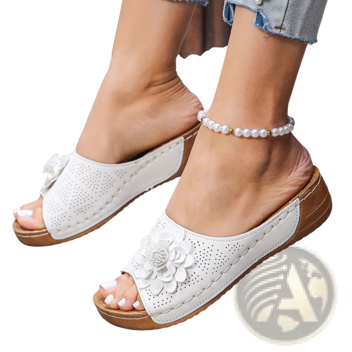 Flower Wedge Sandals Retro Hollow Leather Beach Shoes