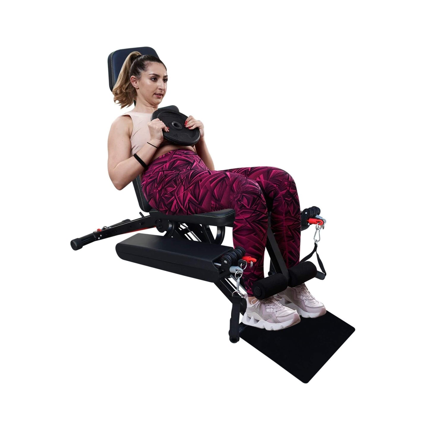 Foldable Multi-Functional Weight Bench For Full-Body Workouts With Resistance Bands, Footrest, And Leg Extender (SAK73642)