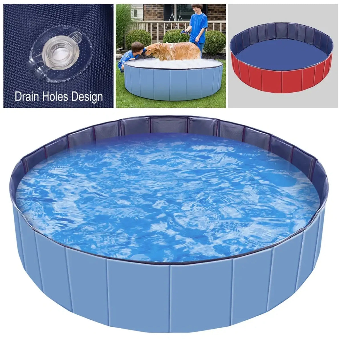 Foldable Pet Swimming Pool Pvc Dog Bathing Tub 63 Inch