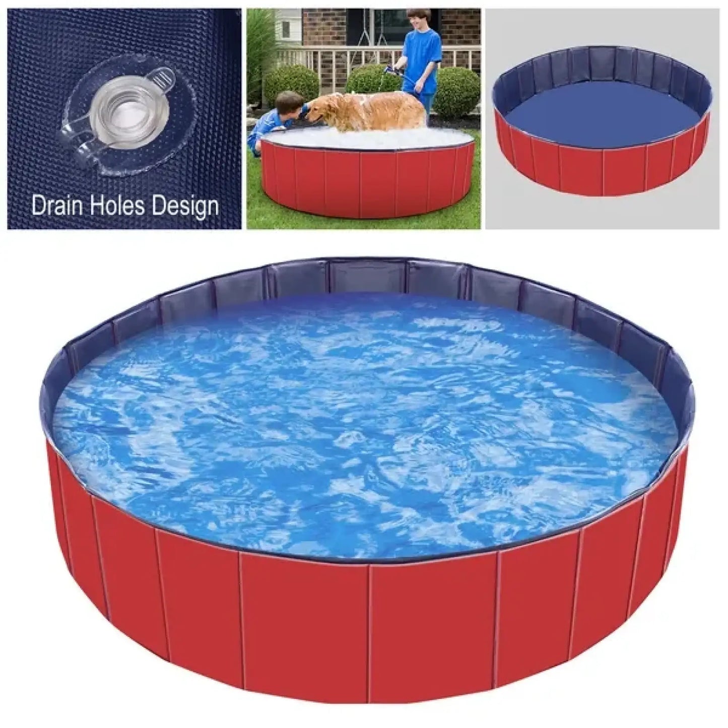 Foldable Pet Swimming Pool Pvc Dog Bathing Tub 63 Inch