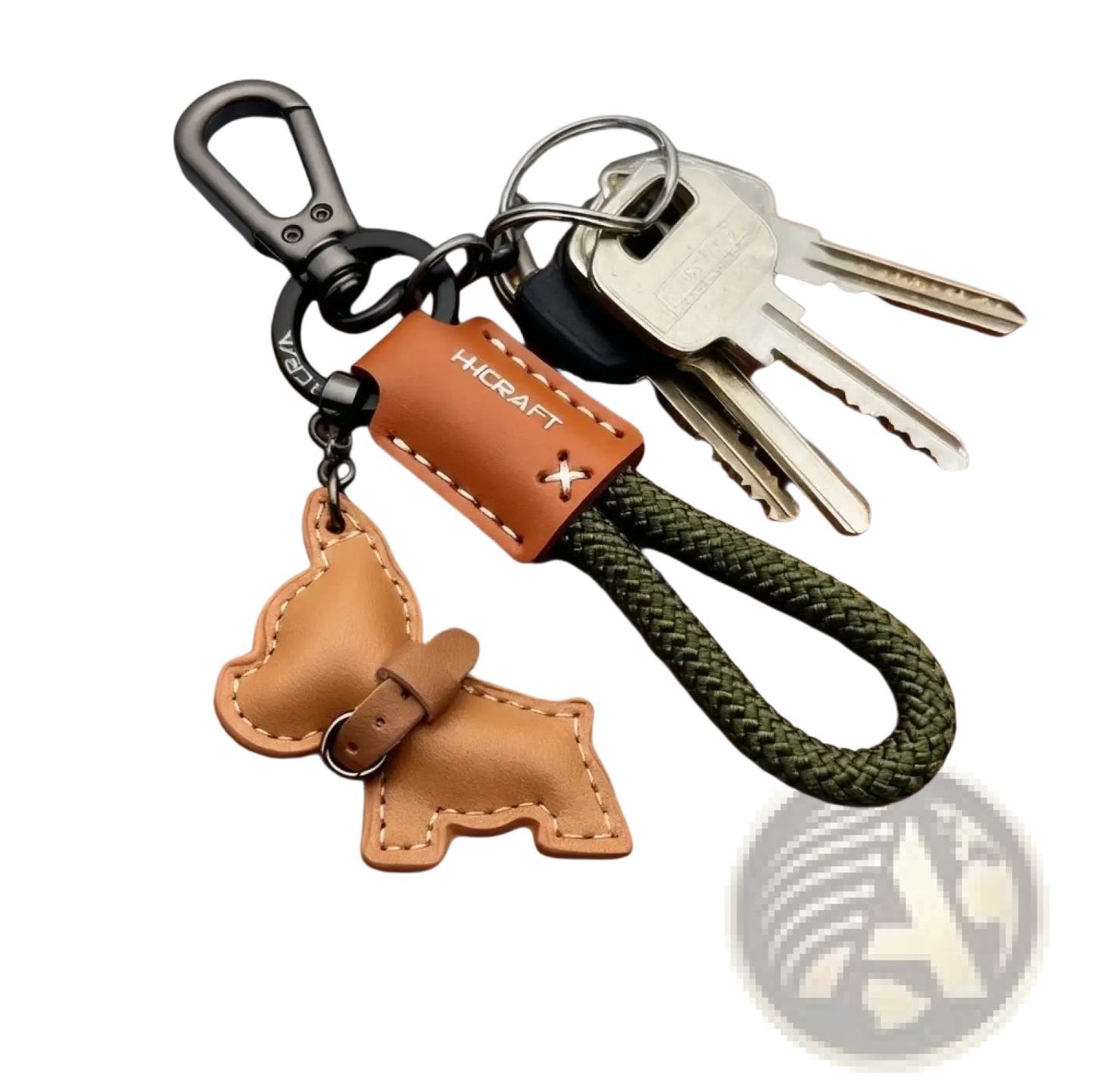 French Bulldog Leather Keychain