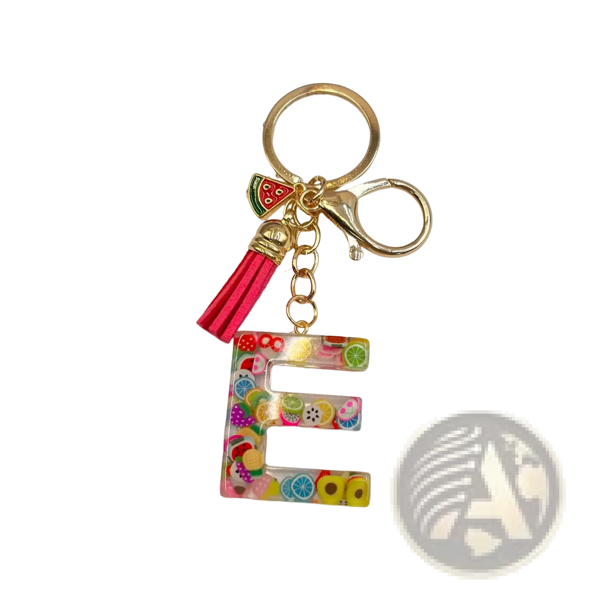 Fruit Letter Resin Keychain Initial Alphabet Key Ring