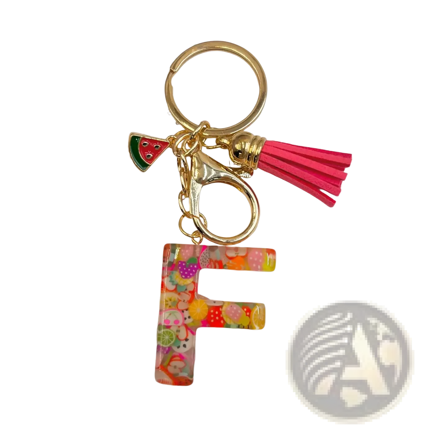 Fruit Letter Resin Keychain Initial Alphabet Key Ring