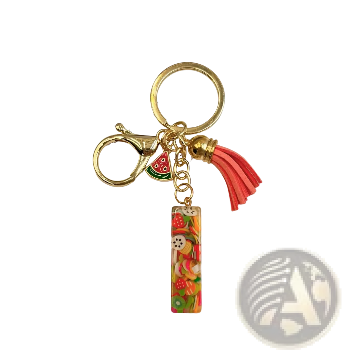 Fruit Letter Resin Keychain Initial Alphabet Key Ring