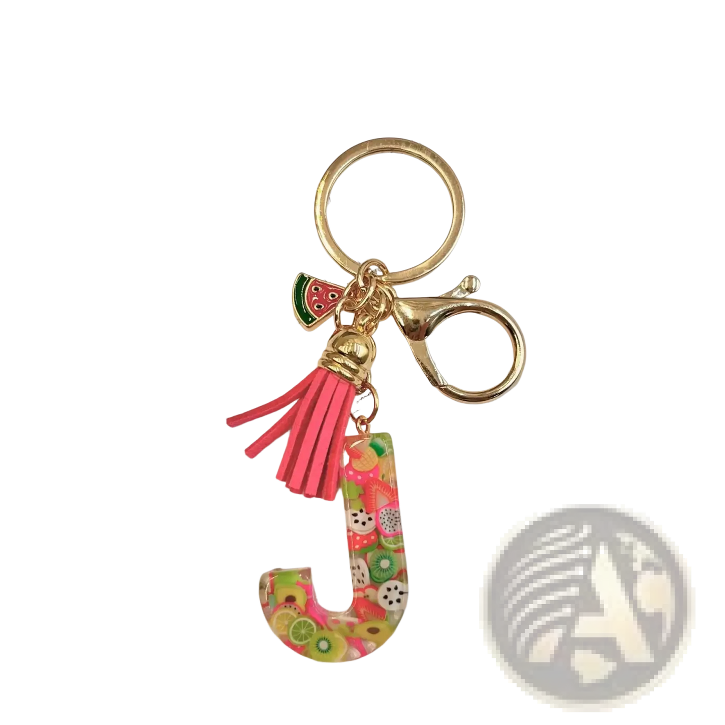 Fruit Letter Resin Keychain Initial Alphabet Key Ring