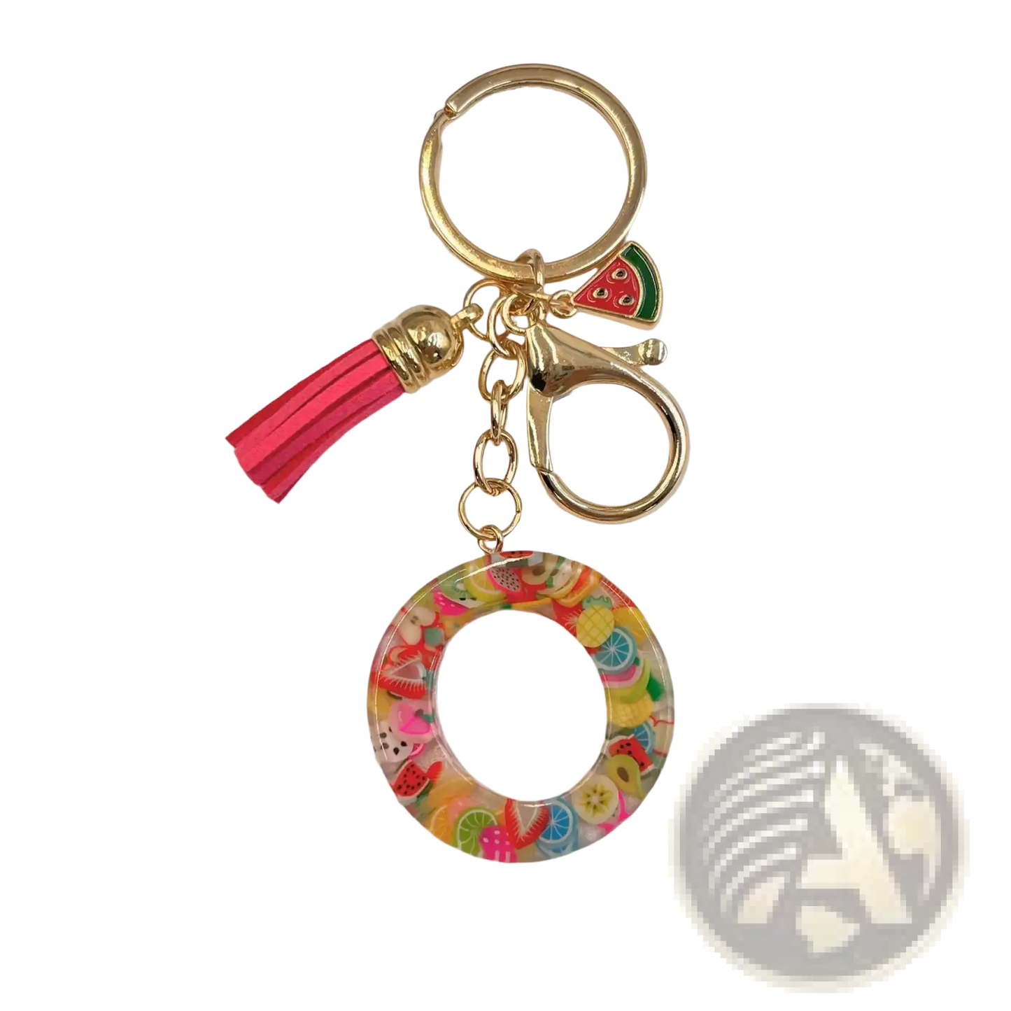 Fruit Letter Resin Keychain Initial Alphabet Key Ring