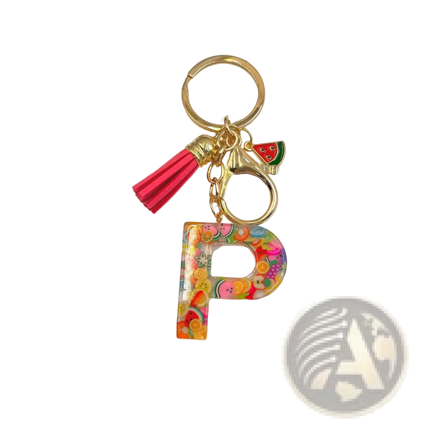 Fruit Letter Resin Keychain Initial Alphabet Key Ring