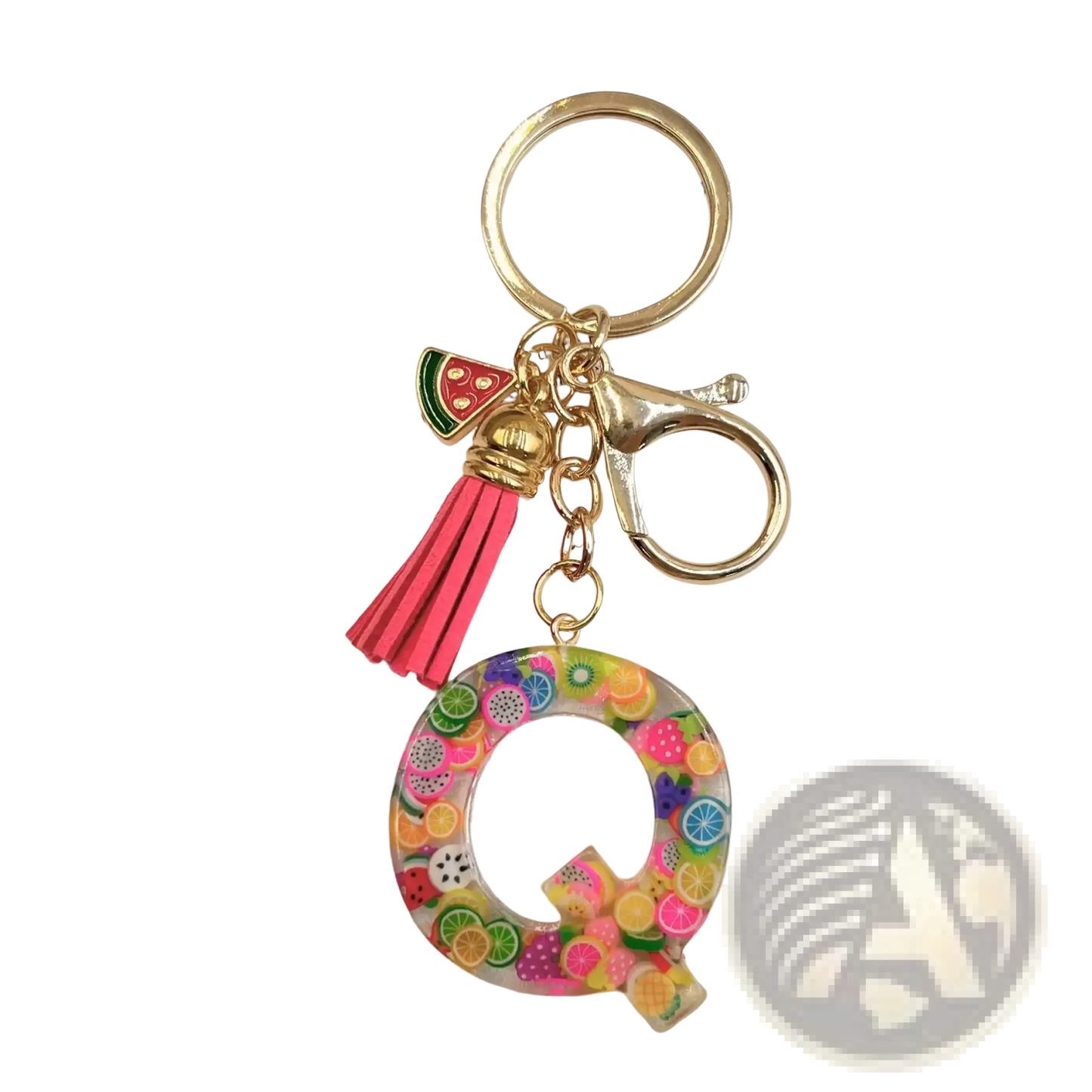 Fruit Letter Resin Keychain Initial Alphabet Key Ring