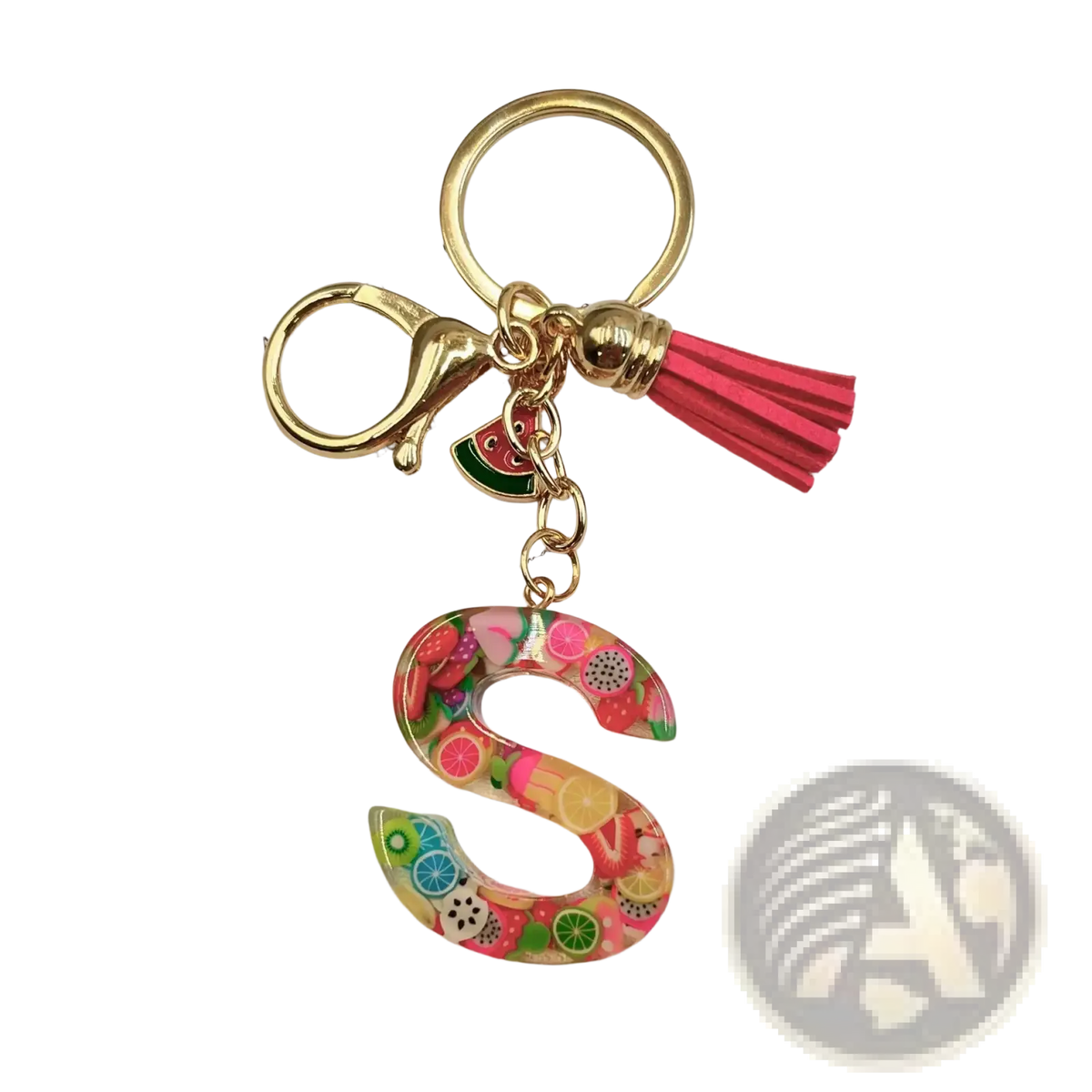 Fruit Letter Resin Keychain Initial Alphabet Key Ring