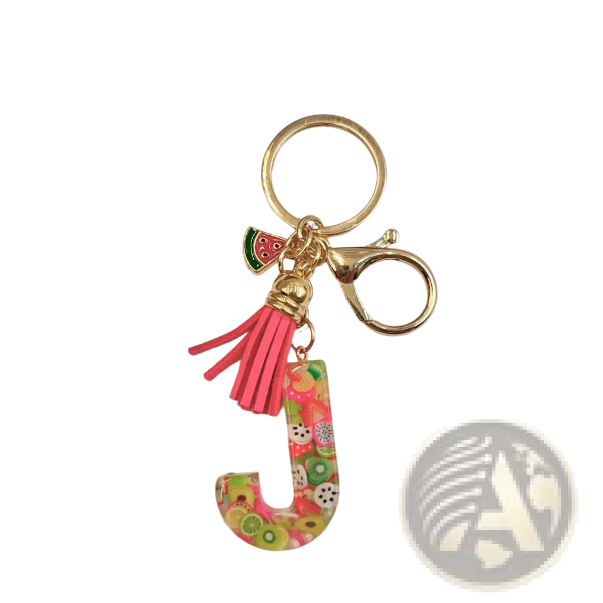 Fruit Letter Resin Keychain Initial Alphabet Key Ring
